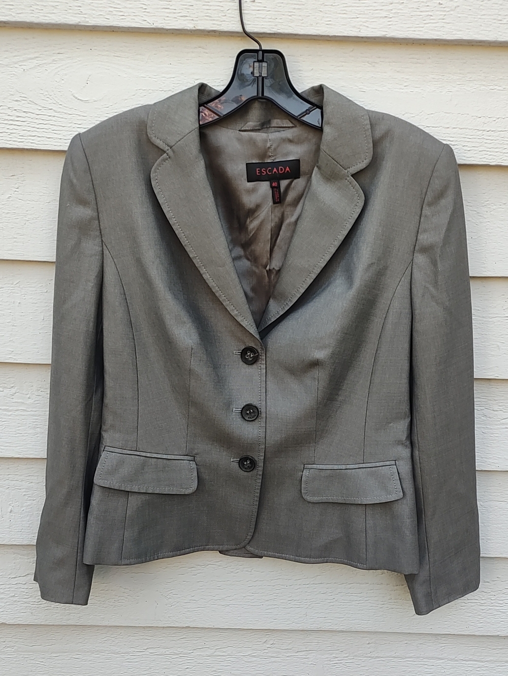 Escada Gray Tailored Women's Blazer with Notch Lapel